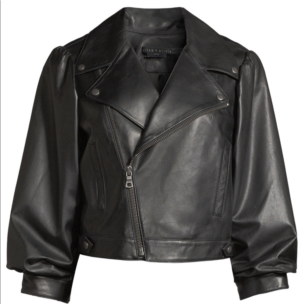 Alice Olivia Lamb Black Leather Jacket